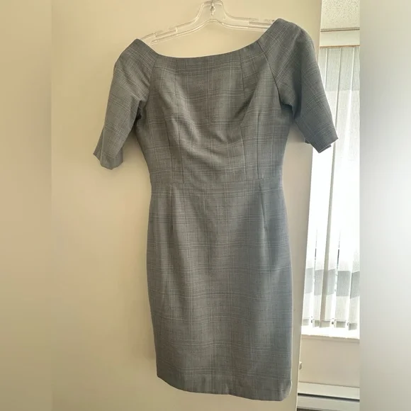 Tiger of Sweden size 36 (size small) gray plaid boatneck dress - Picture 4 of 6